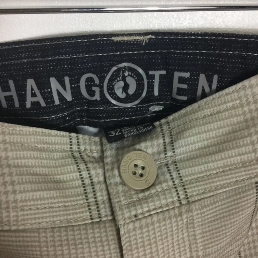 Vintage Hang‎ Ten golf shorts men’s 32 houndstooth tan Glen plaid preppy poet